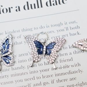 Iced Out Cubic Zirconia Blue Swallowtail Butterfly